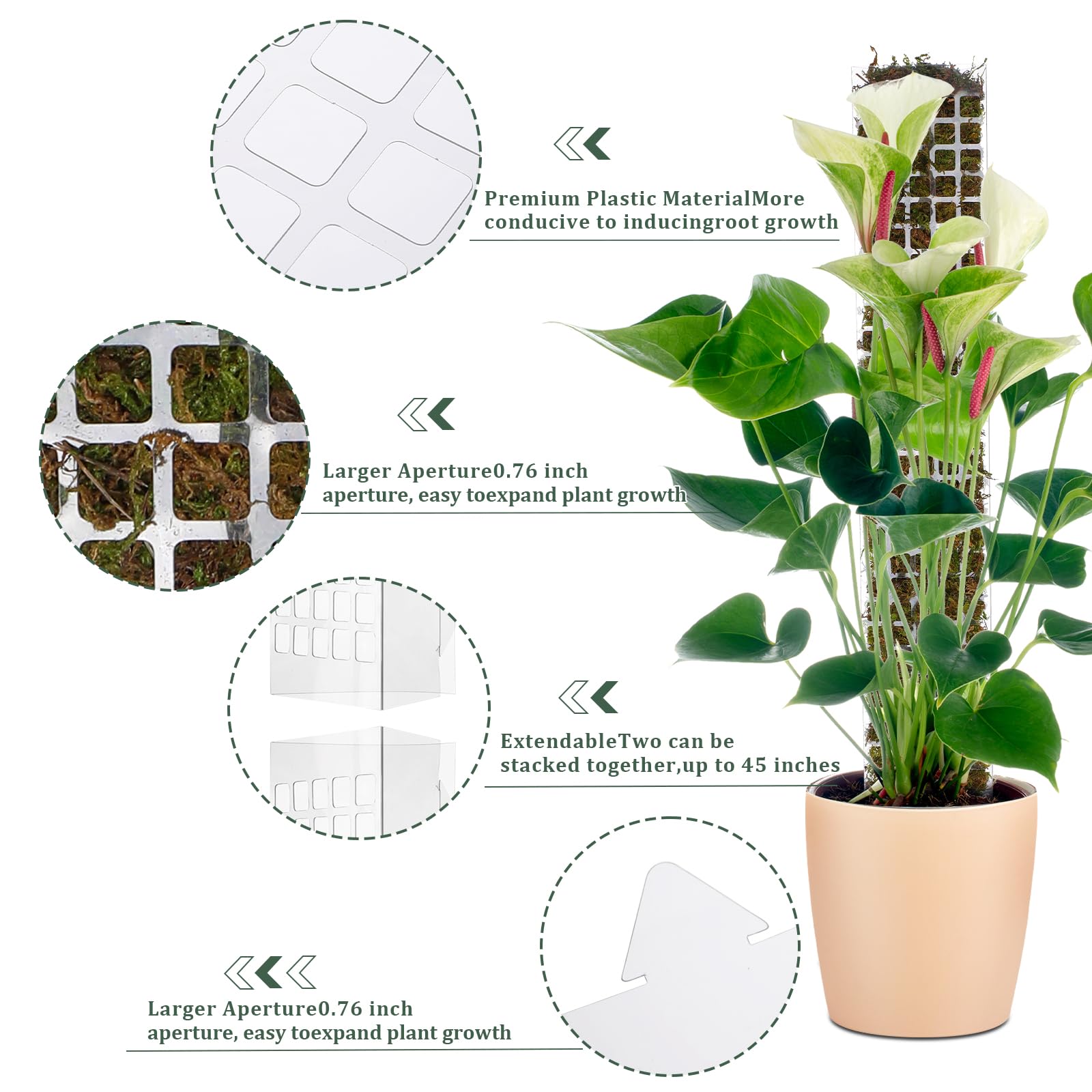 Stackable Plastic Moss Pole fo - Plant Support Stake recension och pris