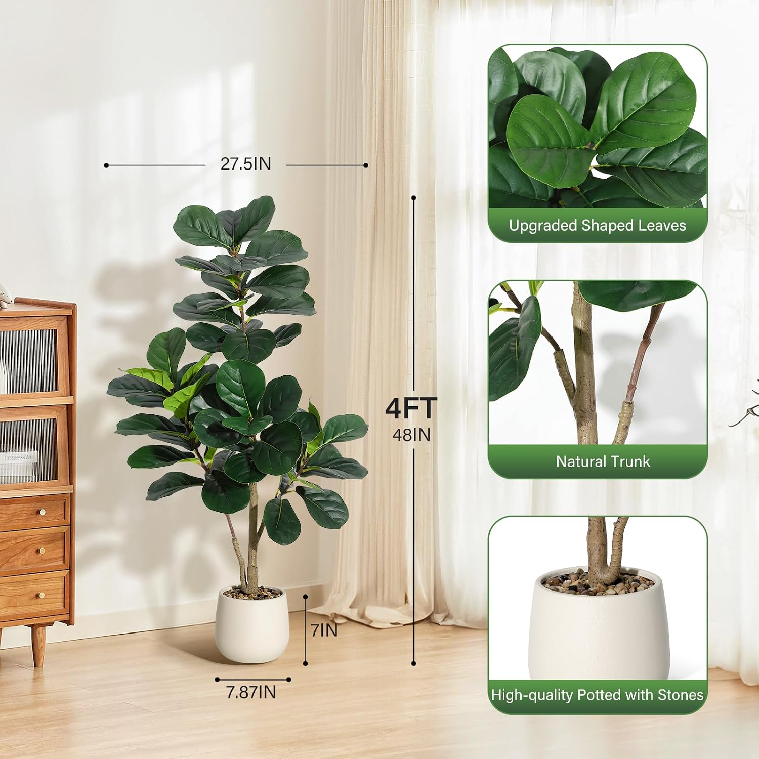 4 ft Fiddle Leaf Fig Tree Arti - Fiddle Leaf Fig recension och pris