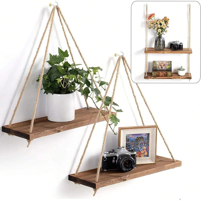 1PC Wooden Swing Hanging Hemp  - Terracotta Pot recension och pris