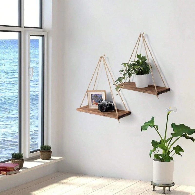 1PC Wooden Swing Hanging Hemp  - Terracotta Pot recension och pris