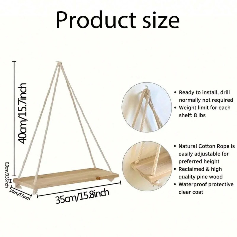 1PC Wooden Swing Hanging Hemp  - Terracotta Pot recension och pris